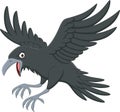 Cartoon crow flying on white background Royalty Free Stock Photo