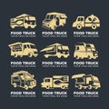 Set of Food truck logo template. Street food cart vector design.