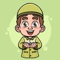 Cute moslem boy doing praying illustration