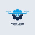 Gear Drone Logo Design Vector Graphic Icon
