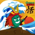 Samurai Watermelon illstration japanase style illustration