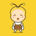 Bee mascot - kawaii and cute chibi in bee costume Royalty Free Stock Photo