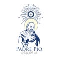 Saint Padre Pio vector Saint Pio of Pietrelcina logo Pio illustration