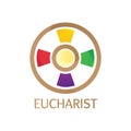 Eucharist Catholic Church Logo, the Host symbol of the body of Jesus with cross