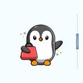 illustration of cute penguin carrying a shopping bag, vector eps 10 Royalty Free Stock Photo