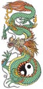 Traditional Chinese dragon and yin yang symbol. Tattoo