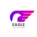 Abstract eagle logo template. Bird silhouette on a wing.