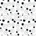 Lamps light bulb black and white line art seamless pattern background.  illustration Royalty Free Stock Photo