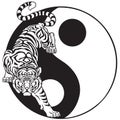 Tiger in the yin yang symbol. Black and white Royalty Free Stock Photo