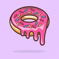 Donut melted illustration with outline Premium Vector.