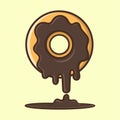 Donut melted illustration with outline Premium Vector.