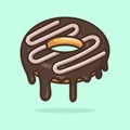 Donut melted illustration with outline Premium Vector. sweet donut melted vector illustration.