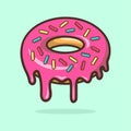 Donut melted illustration with outline Premium Vector. sweet donut melted vector illustration.