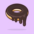 Donut melted illustration with outline Premium Vector. sweet donut melted vector illustration.