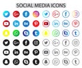 Round social media logo icon collection flat simple modern set vector illustration Royalty Free Stock Photo