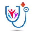 Clinic logo or Stethoscope medical icon vector illustration Royalty Free Stock Photo