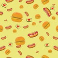 Hotdog and burger seamless pattern