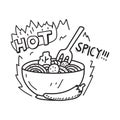 Cute spicy noodle sketch vector illustration Royalty Free Stock Photo