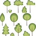 Collection summer trees on white background. nature or healthy. Vector illustration Royalty Free Stock Photo