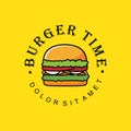 Burger logo template with simple flat Design Vector. Used for street restaurant, cafe, bar menu. Creative hamburger logo design Royalty Free Stock Photo