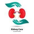 Kidney care, urology, nephrology clinic logo vector design on transparent background