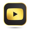 YouTube golden metallic play button or icon