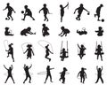 Black silhouettes of playful children