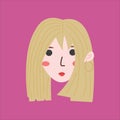 Kawaii woman face with blonde hair Royalty Free Stock Photo