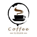Coffee cup with steam stylized logo icon with rounded paintbrush vector design Royalty Free Stock Photo