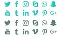 Most popular social media logo icons on transparent background
