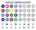 Most popular social media logo icon set vector. Facebook YouTube viber skype google plus twitter snap chat Instagram LinkedIn What