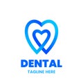 Dental logo design template. Abstract tooth and heart.