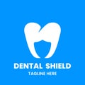 Dental logo design template. Abstract tooth and shield.