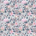 Seamless Pink Lotus Flowers with Colorful Stone Texture Background Royalty Free Stock Photo