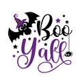 Boo Y`all - Cute bat in witch hat, and with spider.