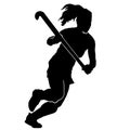 Beautiful female field hockey vector silhouette on white background Royalty Free Stock Photo