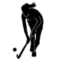 Beautiful female field hockey vector silhouette on white background Royalty Free Stock Photo