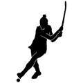 Beautiful female field hockey vector silhouette on white background Royalty Free Stock Photo