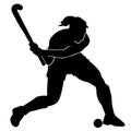 Female field hockey vector silhouette on white background Royalty Free Stock Photo