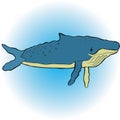 Blue humpback whale as a children`s drawing Royalty Free Stock Photo