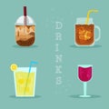 Boba Drink Iced Tea Iced Lemon Wine Soda Drinks Vector Royalty Free Stock Photo