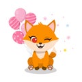 Happy birthday card design with cute little fox and balloons Royalty Free Stock Photo