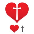 Christianity. Christian cross love Jesus heart church logo symbol vector. Royalty Free Stock Photo