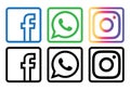 Social media thin flat icons Facebook WhatsApp Instagram