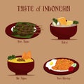 Taste of Indonesia Culinary Cuisine Food Chicken Satay Sate Ayam Bakso Meatball Chicken Noodle Mie Ayam Nasi Goreng Fried Rice Ill