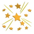 3d golden little bright stars set with variations. Stars background