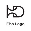Letter Dfish logo design template on white background eps 10 isolated