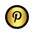 Gold coloured pinterest logo icon Royalty Free Stock Photo