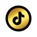 Gold tiktok icon vector isolated on white background Royalty Free Stock Photo