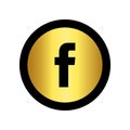 Gold Facebook logo for web and print Royalty Free Stock Photo